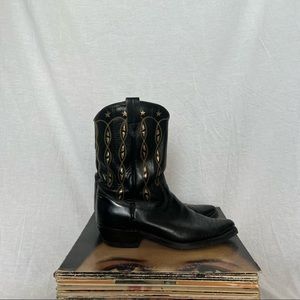 **SOLD** Black 1960’s Texas Cowboy boots with Gold Detail